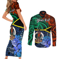 Personalised Tafea Day Couples Matching Short Sleeve Bodycon Dress and Long Sleeve Button Shirts Vanuatu Sand Drawing With Polynesian Pattern LT9 - Polynesian Pride