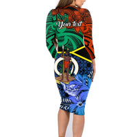 Personalised Tafea Day Family Matching Long Sleeve Bodycon Dress and Hawaiian Shirt Vanuatu Sand Drawing With Polynesian Pattern LT9 - Polynesian Pride