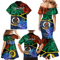 Personalised Tafea Day Family Matching Mermaid Dress and Hawaiian Shirt Vanuatu Sand Drawing With Polynesian Pattern LT9 - Polynesian Pride