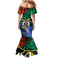 Personalised Tafea Day Family Matching Mermaid Dress and Hawaiian Shirt Vanuatu Sand Drawing With Polynesian Pattern LT9 - Polynesian Pride