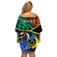 Personalised Tafea Day Family Matching Off Shoulder Short Dress and Hawaiian Shirt Vanuatu Sand Drawing With Polynesian Pattern LT9 - Polynesian Pride