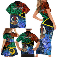 Personalised Tafea Day Family Matching Short Sleeve Bodycon Dress and Hawaiian Shirt Vanuatu Sand Drawing With Polynesian Pattern LT9 - Polynesian Pride