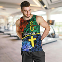 Personalised Tafea Day Men Tank Top Vanuatu Sand Drawing With Polynesian Pattern LT9 - Polynesian Pride
