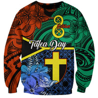 Personalised Tafea Day Sweatshirt Vanuatu Sand Drawing With Polynesian Pattern LT9 Unisex Blue - Polynesian Pride