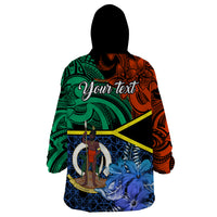 Personalised Tafea Day Wearable Blanket Hoodie Vanuatu Sand Drawing With Polynesian Pattern LT9 - Polynesian Pride