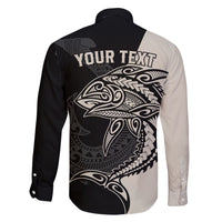 Personalised Polynesia Fishing Family Matching Long Sleeve Bodycon Dress and Hawaiian Shirt With Maori Hei Matau Fish Hook Gold Art LT9 - Polynesian Pride