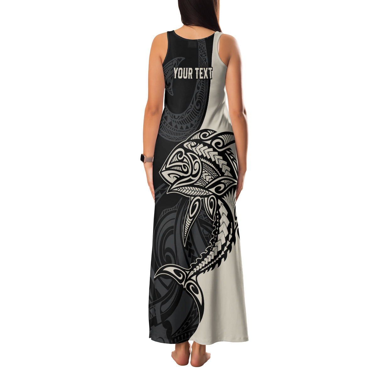 Personalised Polynesia Fishing Family Matching Tank Maxi Dress and Hawaiian Shirt With Maori Hei Matau Fish Hook Gold Art LT9 - Polynesian Pride