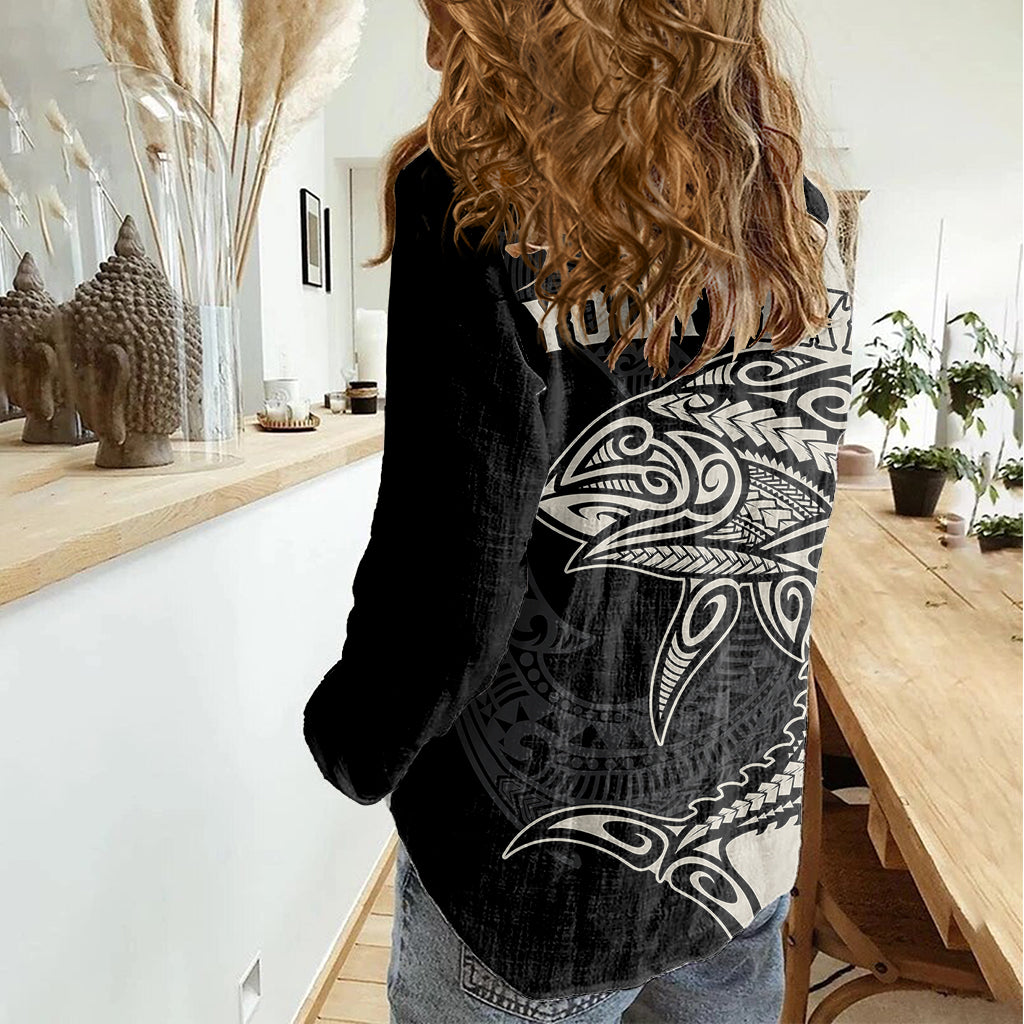 Personalised Polynesia Fishing Women Casual Shirt With Maori Hei Matau Fish Hook Gold Art LT9 - Polynesian Pride