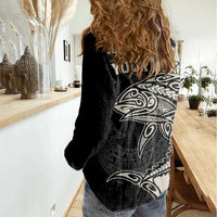 Personalised Polynesia Fishing Women Casual Shirt With Maori Hei Matau Fish Hook Gold Art LT9 - Polynesian Pride