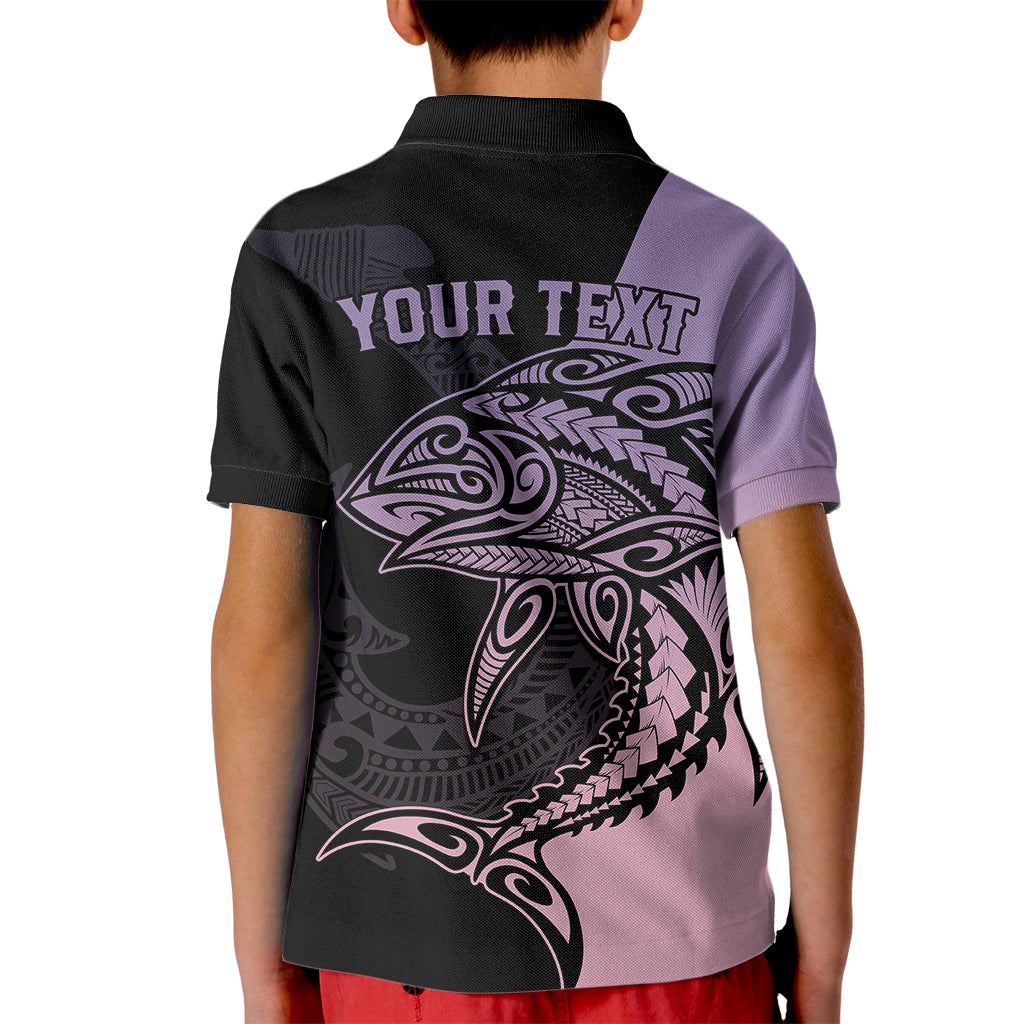 Personalised Polynesia Fishing Kid Polo Shirt With Maori Hei Matau Fish Hook Pastel Art LT9 - Polynesian Pride