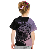 Personalised Polynesia Fishing Kid T Shirt With Maori Hei Matau Fish Hook Pastel Art LT9 - Polynesian Pride