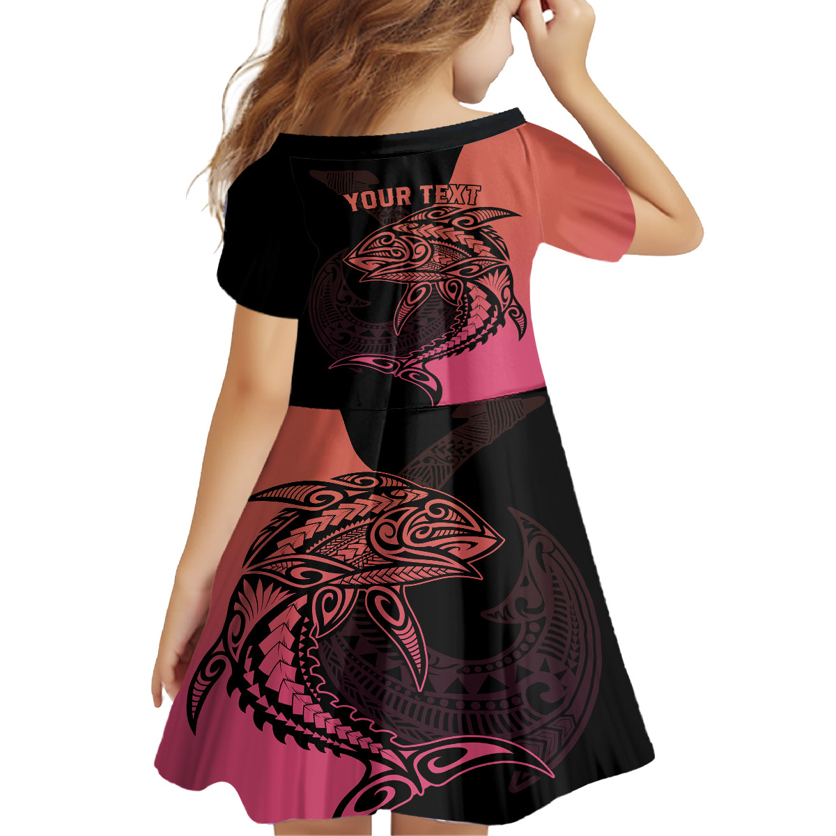 Personalised Polynesia Fishing Family Matching Long Sleeve Bodycon Dress and Hawaiian Shirt With Maori Hei Matau Fish Hook Pink Art LT9 - Polynesian Pride
