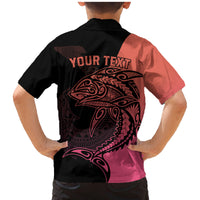 Personalised Polynesia Fishing Family Matching Mermaid Dress and Hawaiian Shirt With Maori Hei Matau Fish Hook Pink Art LT9 - Polynesian Pride