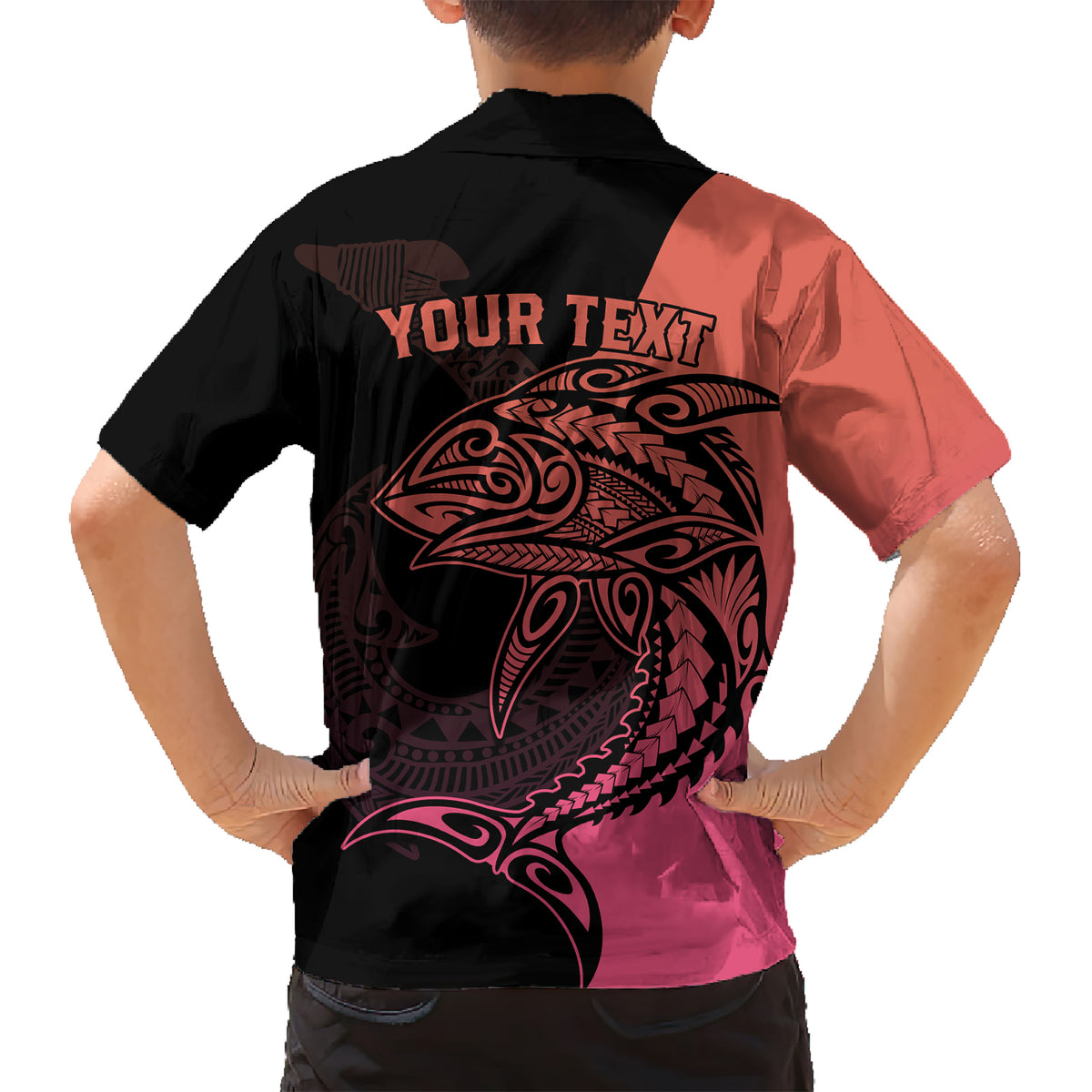 Personalised Polynesia Fishing Family Matching Short Sleeve Bodycon Dress and Hawaiian Shirt With Maori Hei Matau Fish Hook Pink Art LT9 - Polynesian Pride