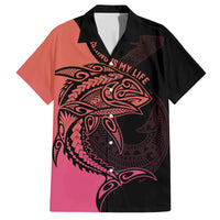 Personalised Polynesia Fishing Family Matching Tank Maxi Dress and Hawaiian Shirt With Maori Hei Matau Fish Hook Pink Art LT9 Dad's Shirt - Short Sleeve Pink - Polynesian Pride