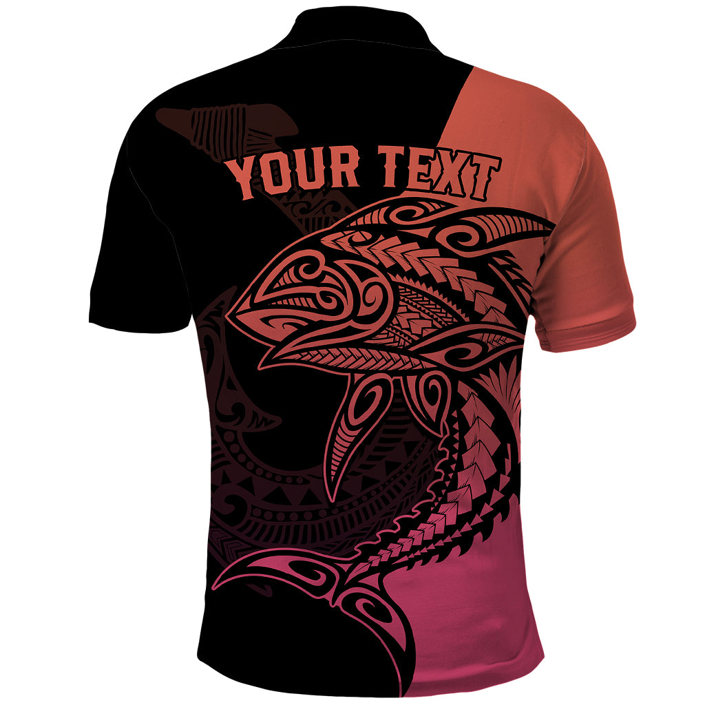 Personalised Polynesia Fishing Polo Shirt With Maori Hei Matau Fish Hook Pink Art LT9 - Polynesian Pride