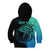 Personalised Polynesia Fishing Kid Hoodie With Maori Hei Matau Fish Hook Turquoise Art LT9 - Polynesian Pride