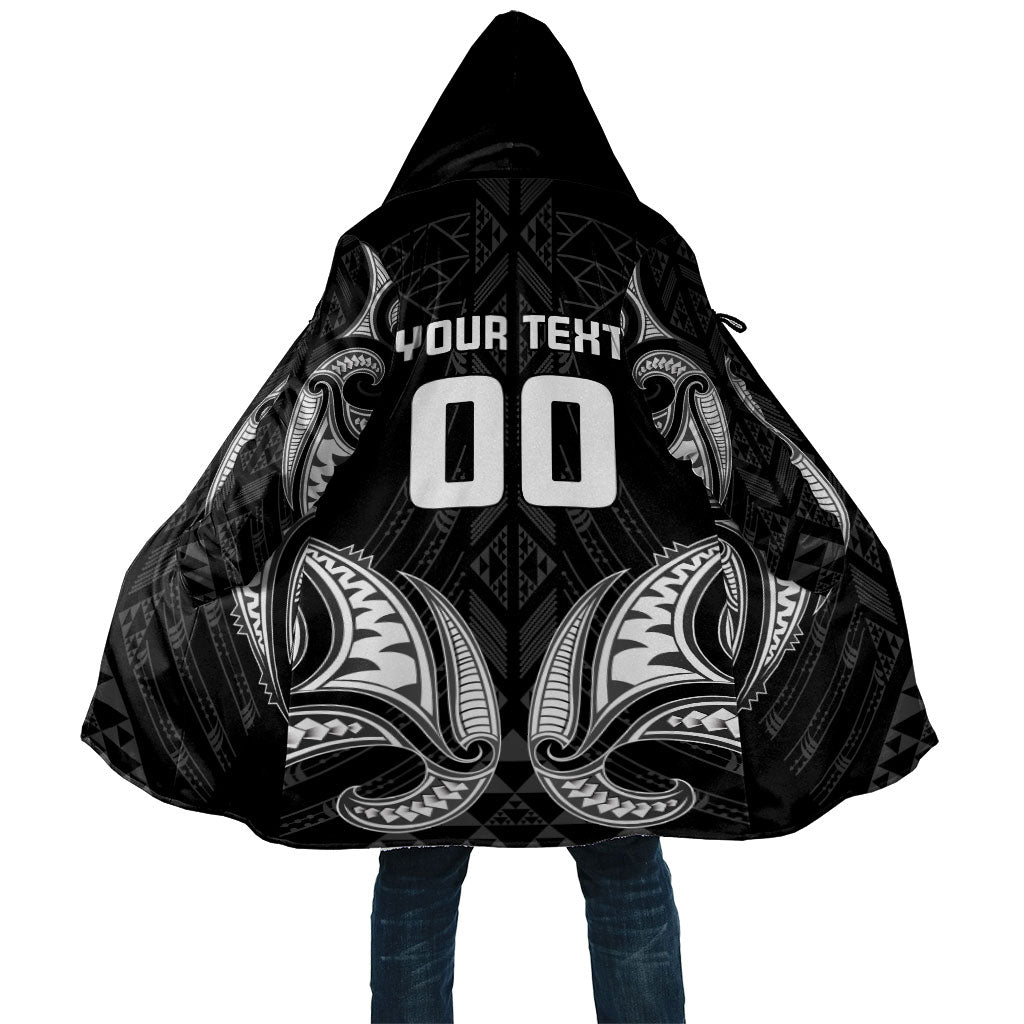 Maori Rugby Custom Ngaru Mangopare Cloak Black Whetu Niho Taniwha Motif LT9 Unisex Black - Polynesian Pride