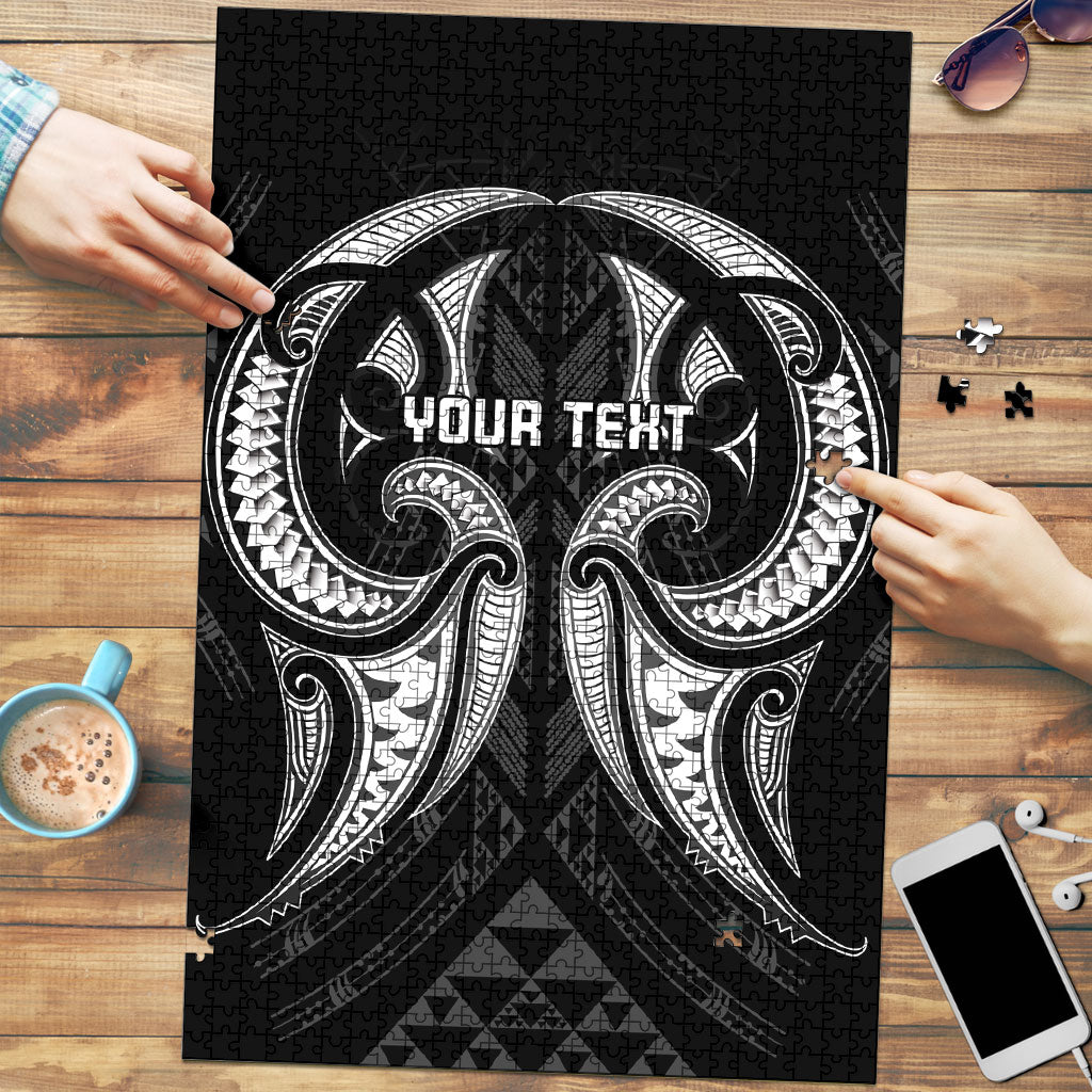 Maori Rugby Custom Ngaru Mangopare Puzzle Black Whetu Niho Taniwha Motif LT9 Black - Polynesian Pride