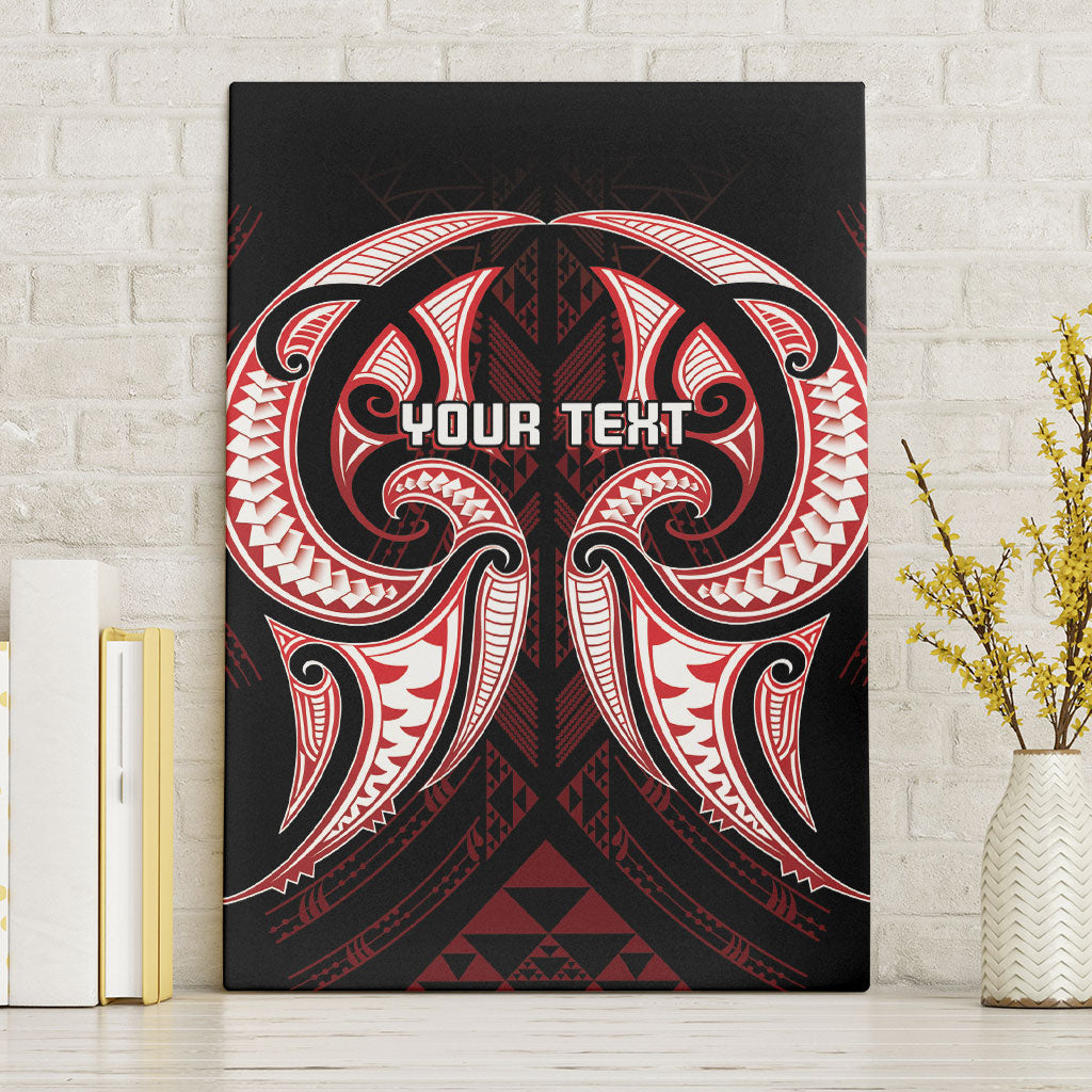 Maori Rugby Custom Ngaru Mangopare Canvas Wall Art Black Red Whetu Niho Taniwha Motif LT9 Without Frame Red - Polynesian Pride