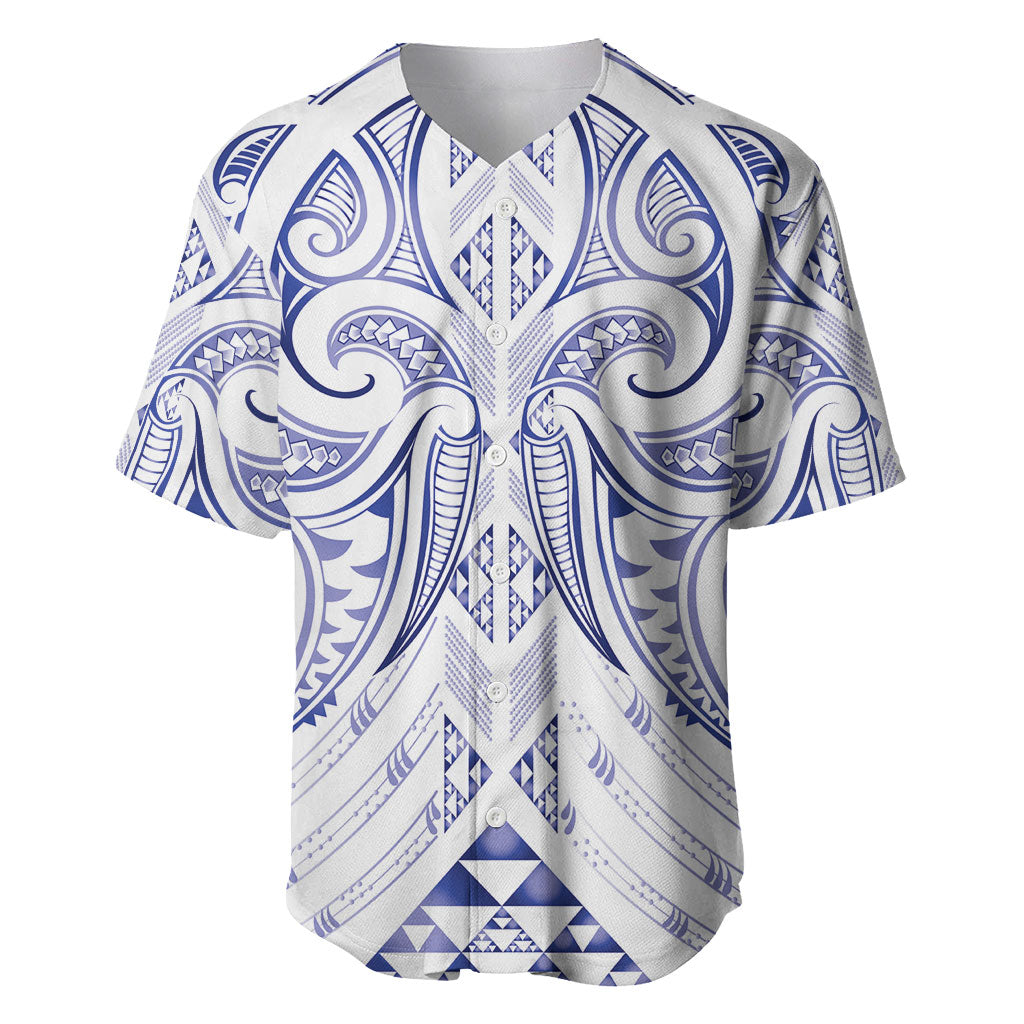 Maori Rugby Custom Ngaru Mangopare Baseball Jersey Kikorangi Niho Taniwha Motif LT9 Blue - Polynesian Pride