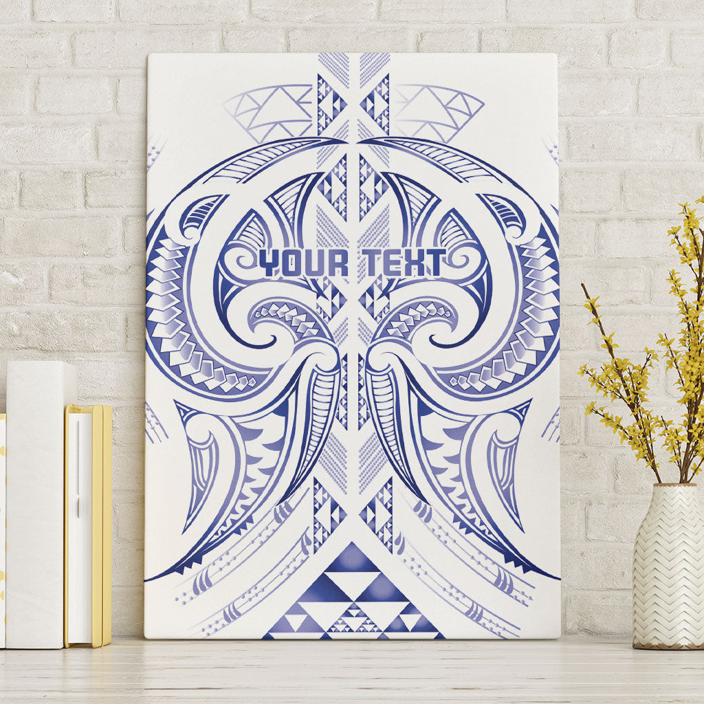 Maori Rugby Custom Ngaru Mangopare Canvas Wall Art Kikorangi Niho Taniwha Motif LT9 Without Frame Blue - Polynesian Pride