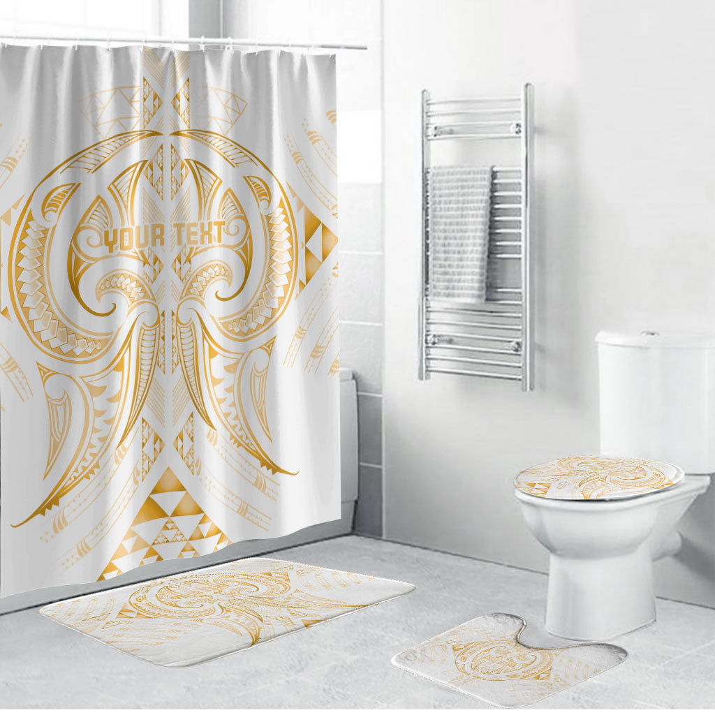 Maori Rugby Custom Ngaru Mangopare Bathroom Set Koura Niho Taniwha Motif LT9 Bathroom Set (4 pcs) Gold - Polynesian Pride