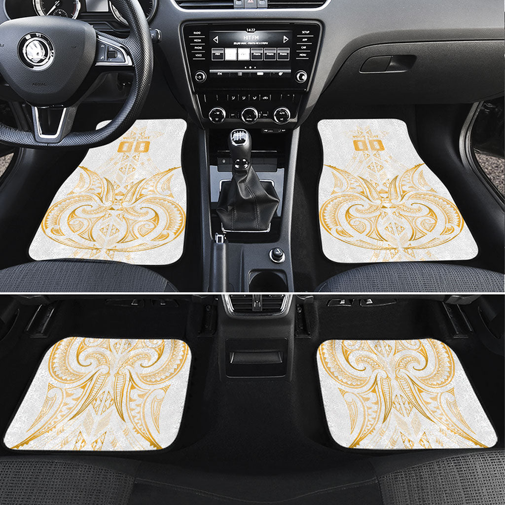 Maori Rugby Custom Ngaru Mangopare Car Mats Koura Niho Taniwha Motif LT9 Set 4pcs Gold - Polynesian Pride