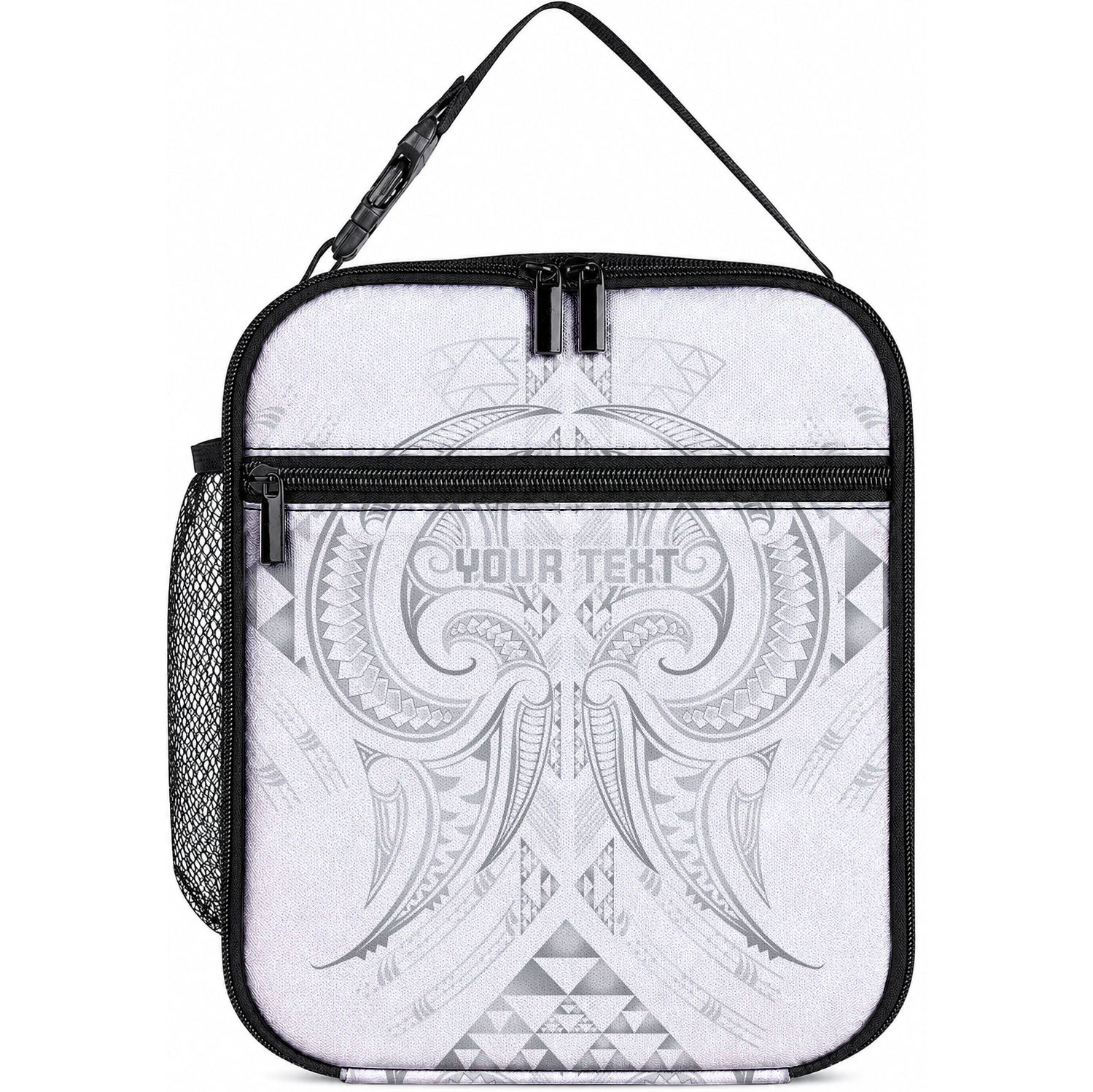 Maori Rugby Custom Ngaru Mangopare Lunch Bag Kiwikiwi Niho Taniwha Motif LT9 10.2 × 8.3 × 4.3 inch Grey - Polynesian Pride