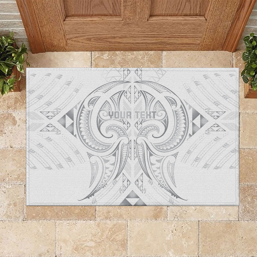 Maori Rugby Custom Ngaru Mangopare Rubber Doormat Kiwikiwi Niho Taniwha Motif LT9 Grey - Polynesian Pride