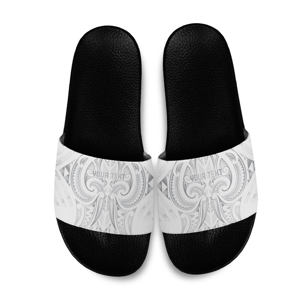 Maori Rugby Custom Ngaru Mangopare Slide Sandals Kiwikiwi Niho Taniwha Motif LT9 Grey - Polynesian Pride