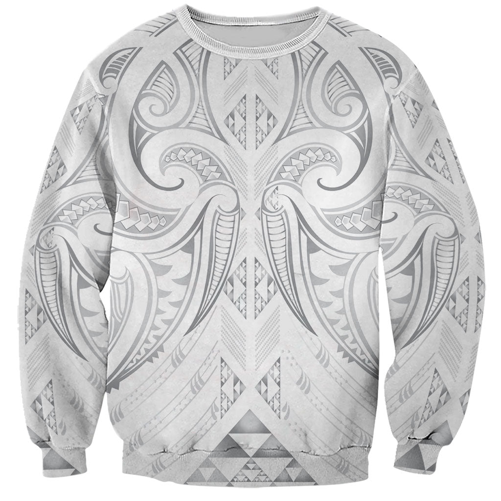 Maori Rugby Custom Ngaru Mangopare Sweatshirt Kiwikiwi Niho Taniwha Motif LT9 Unisex Grey - Polynesian Pride