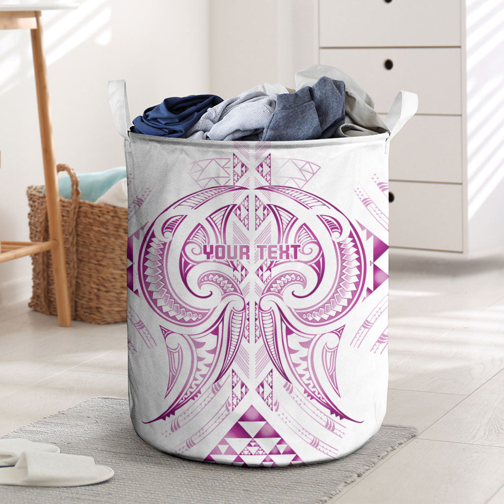 Maori Rugby Custom Ngaru Mangopare Laundry Basket Mawhero Niho Taniwha Motif LT9 Pink - Polynesian Pride