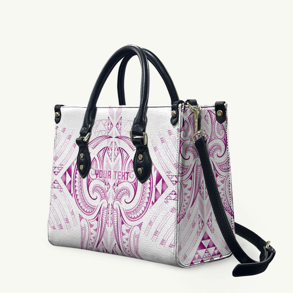 Maori Rugby Custom Ngaru Mangopare Leather Bag Mawhero Niho Taniwha Motif LT9 Pink - Polynesian Pride