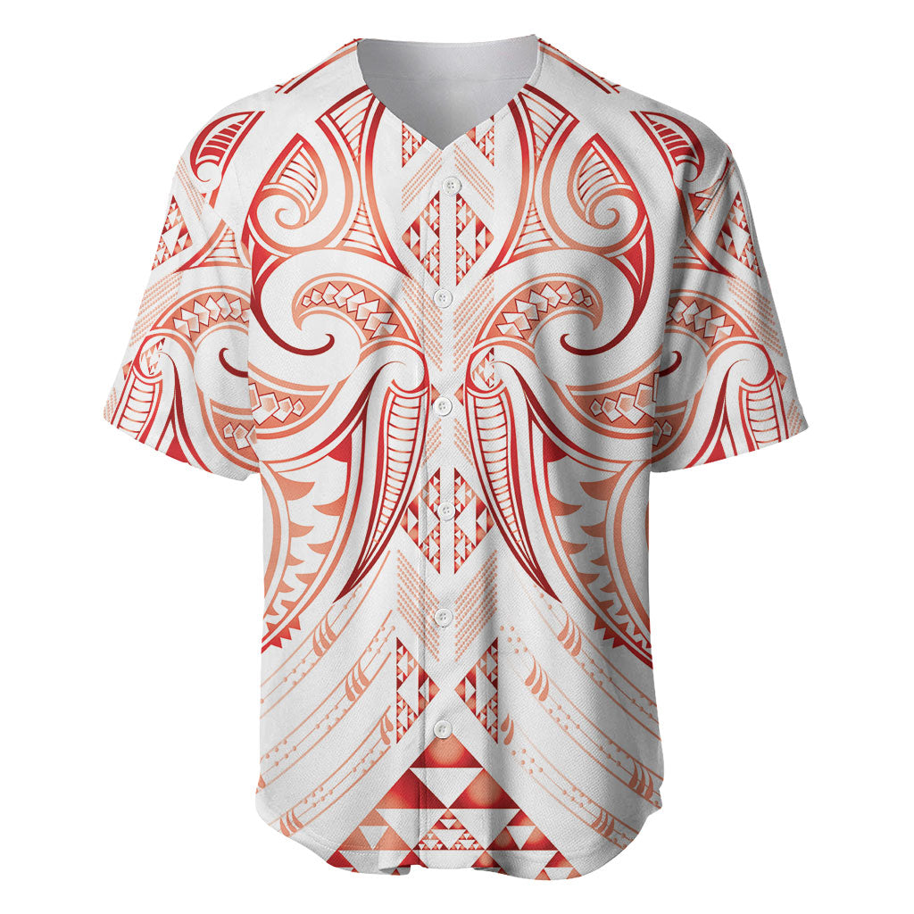 Maori Rugby Custom Ngaru Mangopare Baseball Jersey Whero Niho Taniwha Motif LT9 Red - Polynesian Pride