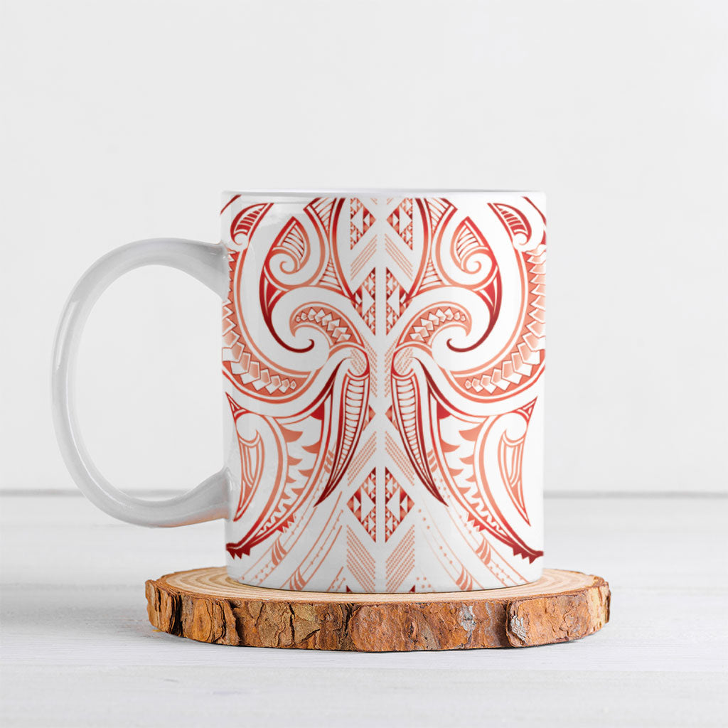 Maori Rugby Custom Ngaru Mangopare Ceramic Mug Whero Niho Taniwha Motif LT9 Red - Polynesian Pride