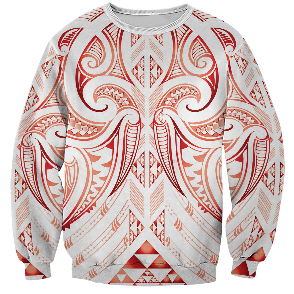 Maori Rugby Custom Ngaru Mangopare Sweatshirt Whero Niho Taniwha Motif LT9 Unisex Red - Polynesian Pride