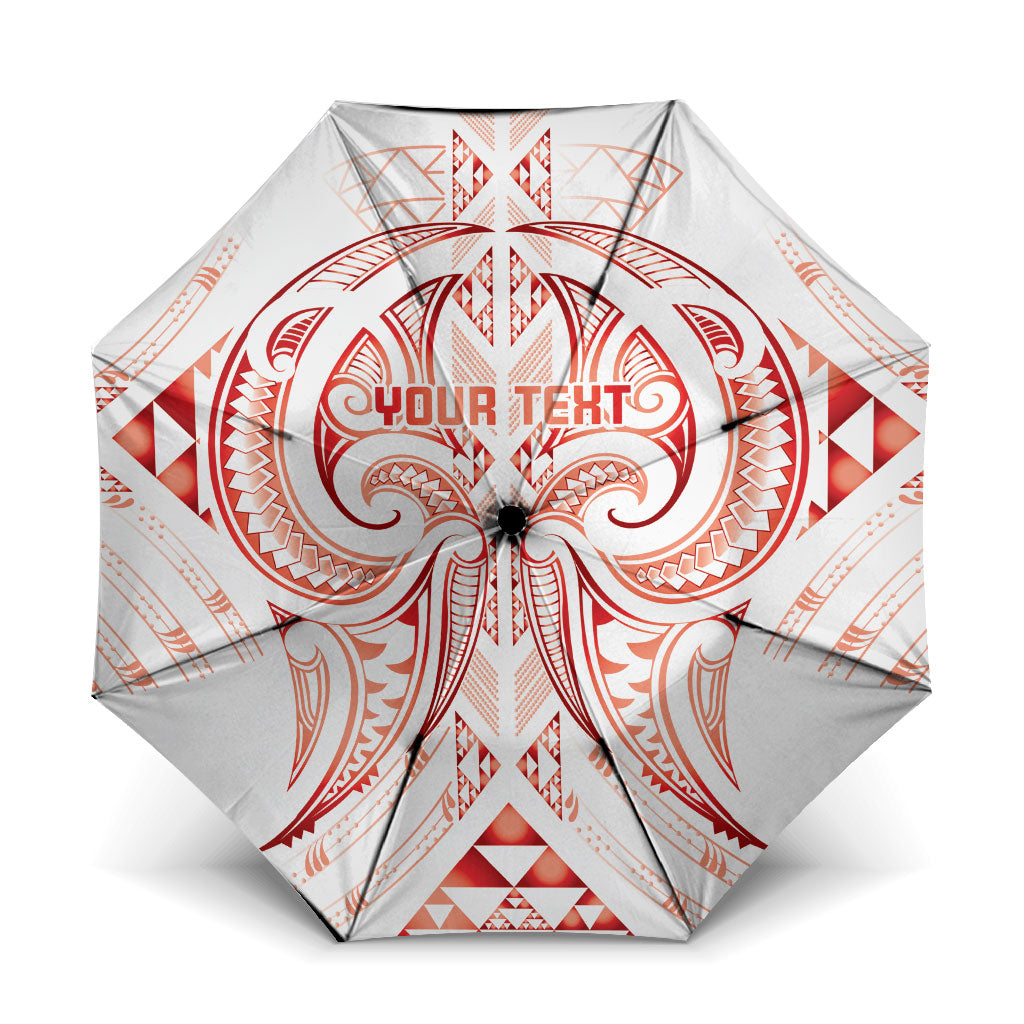 Maori Rugby Custom Ngaru Mangopare Umbrella Whero Niho Taniwha Motif LT9 One Size Folded 11.42 inch Opened Diameter 37.4 inch Red - Polynesian Pride