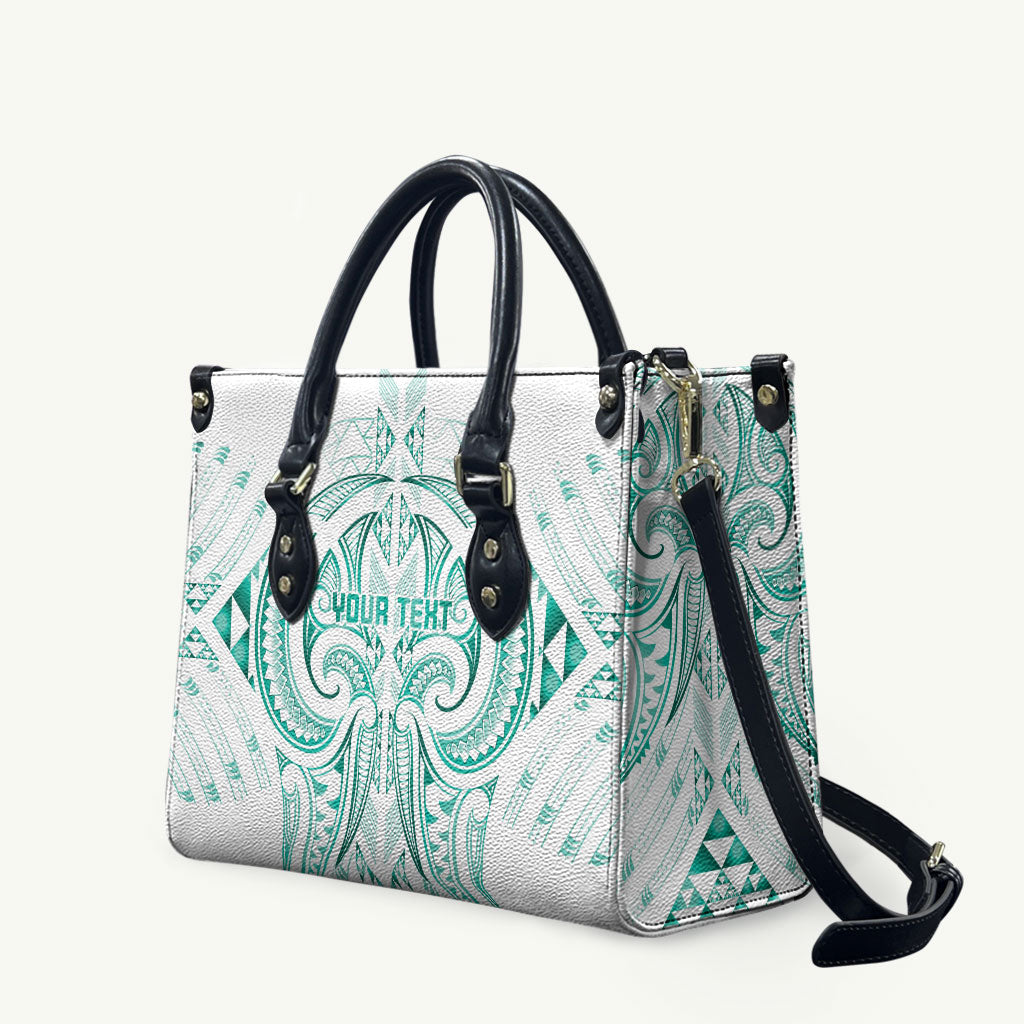 Maori Rugby Custom Ngaru Mangopare Leather Bag Karikiorangi Taniwha Motif LT9 Turquoise - Polynesian Pride