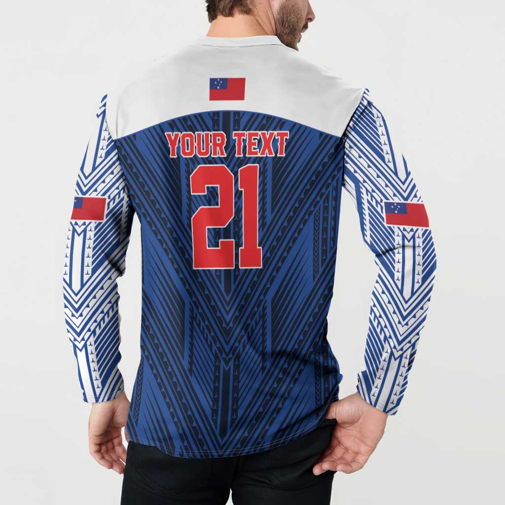 Custom Rugby Toa Samoa Button Sweatshirt Samoa mo Samoa Island Warrior Pride - Polynesian Pride