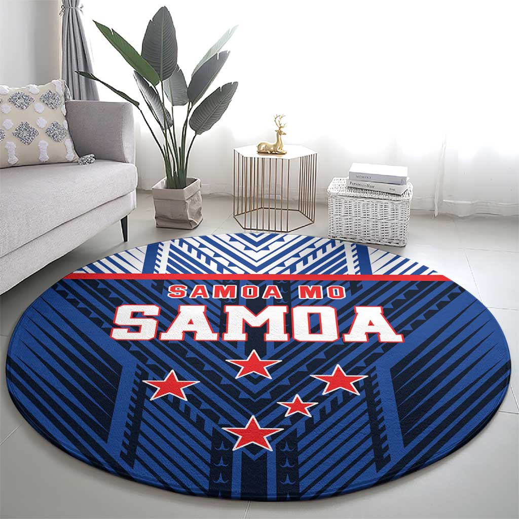 Rugby Toa Samoa Round Carpet Samoa mo Samoa Island Warrior Pride - Polynesian Pride