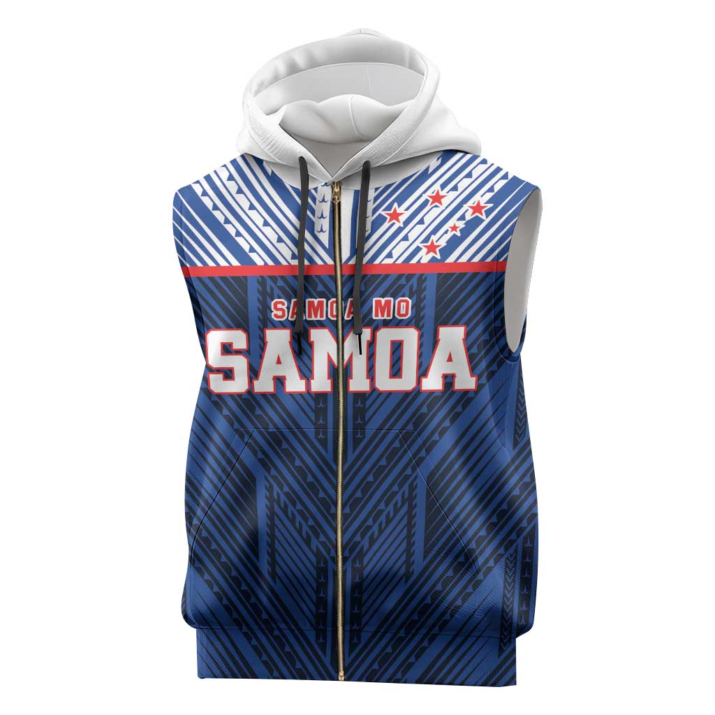 Custom Rugby Toa Samoa Sleeveless Zip Hoodie Samoa mo Samoa Island Warrior Pride - Polynesian Pride