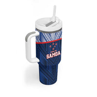 Custom Rugby Toa Samoa Tumbler With Handle Samoa mo Samoa Island Warrior Pride - Polynesian Pride