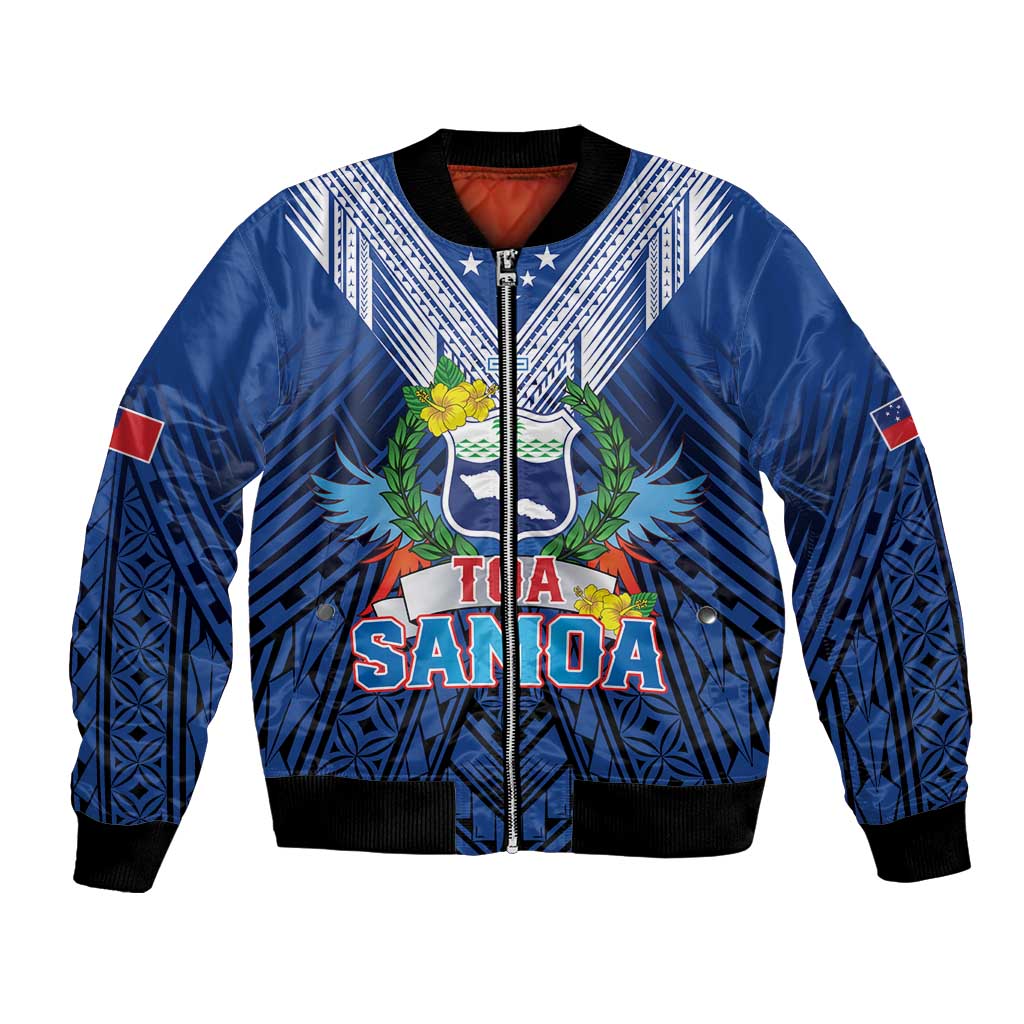 Custom Rugby Toa Samoa Bomber Jacket Samoa mo Samoa Strength in Tatau - Polynesian Pride
