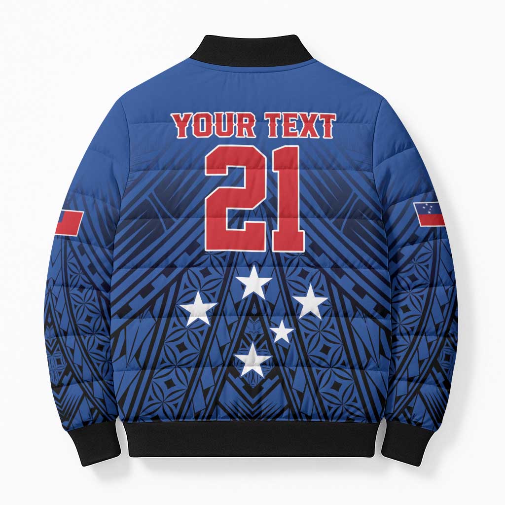 Custom Rugby Toa Samoa Bomber Puffer Jacket Samoa mo Samoa Strength in Tatau - Polynesian Pride
