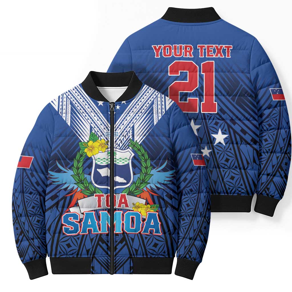 Custom Rugby Toa Samoa Bomber Puffer Jacket Samoa mo Samoa Strength in Tatau - Polynesian Pride