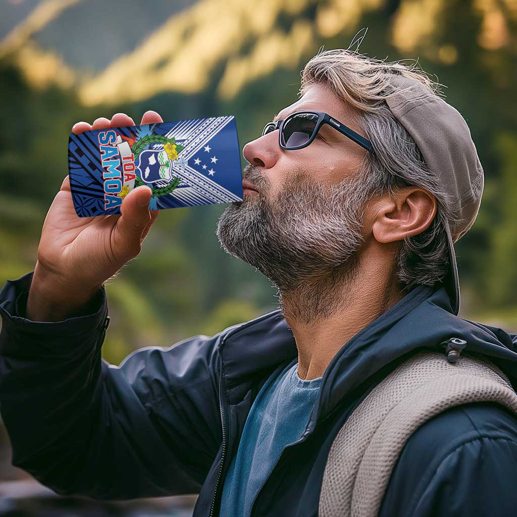 Custom Rugby Toa Samoa 4 in 1 Can Cooler Tumbler Samoa mo Samoa Strength in Tatau - Polynesian Pride