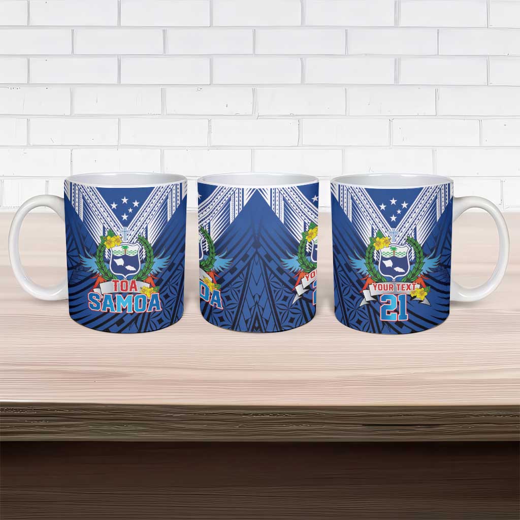 Custom Rugby Toa Samoa Ceramic Mug Samoa mo Samoa Strength in Tatau - Polynesian Pride