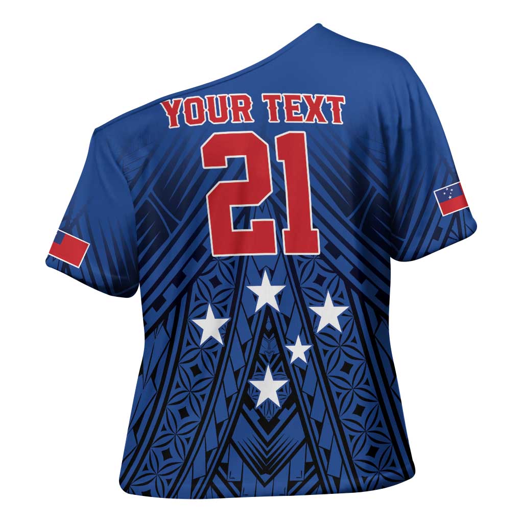 Custom Rugby Toa Samoa Cross Shoulder Shirt Samoa mo Samoa Strength in Tatau - Polynesian Pride