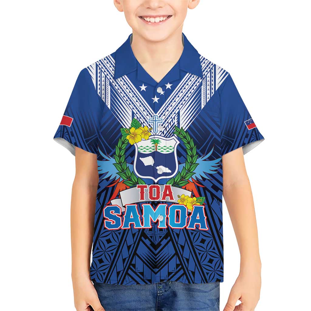 Custom Rugby Toa Samoa Kid Hawaiian Shirt Samoa mo Samoa Strength in Tatau - Polynesian Pride